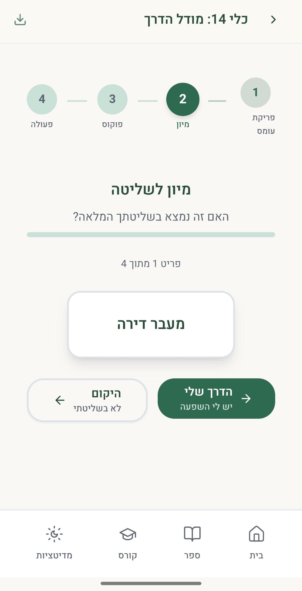 כלי מודל הדרך - מיון לשליטה